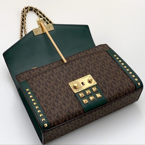 MICHAEL KORS ROSE MEDIUM FLAP SHOULDER RACING GRN - Picture 14 of 15